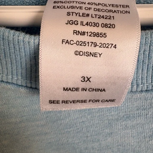 Disney Lilo & Stitch Blue Graphic Sweatshirt 3X Plus Size Pullover Cute Casual - Picture 5 of 5